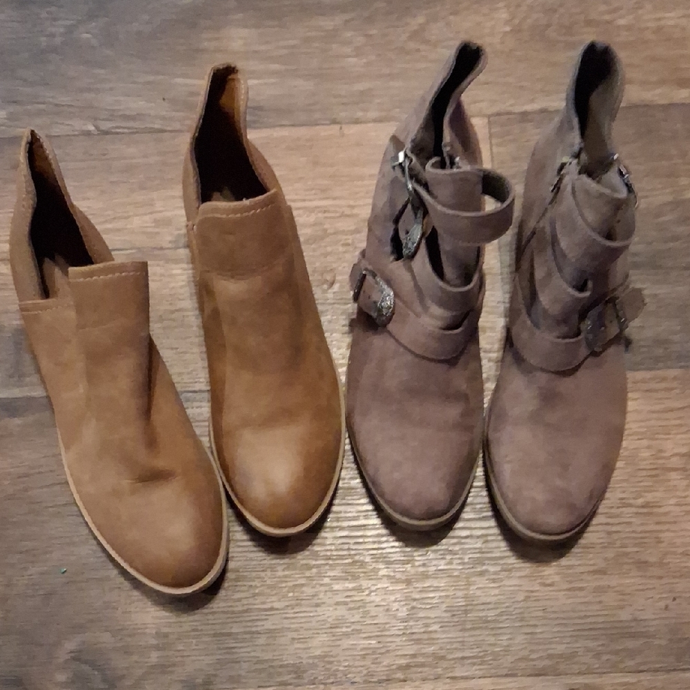 Stylish Tan and Brown Women's Ankle Boots - Picture 2 of 2